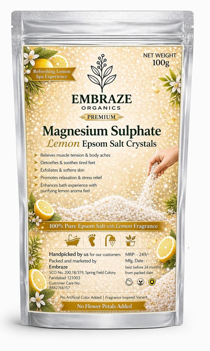 Magnesium Sulphate Lemon Epsom Salt Crystals for Relaxation, Muscle Relief & Foot Soak | Refreshing Lemon Aroma Bath Salt for Spa, Detox & Skin Care | 100g-image-27