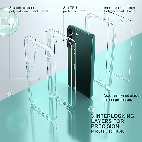 Miniatura 2 de KIOMY Funda transparente a prueba de golpes para Samsung Galaxy S22 Plus 5G con 2 paquetes de protectores de pantalla de vidrio templado, 3 capas en