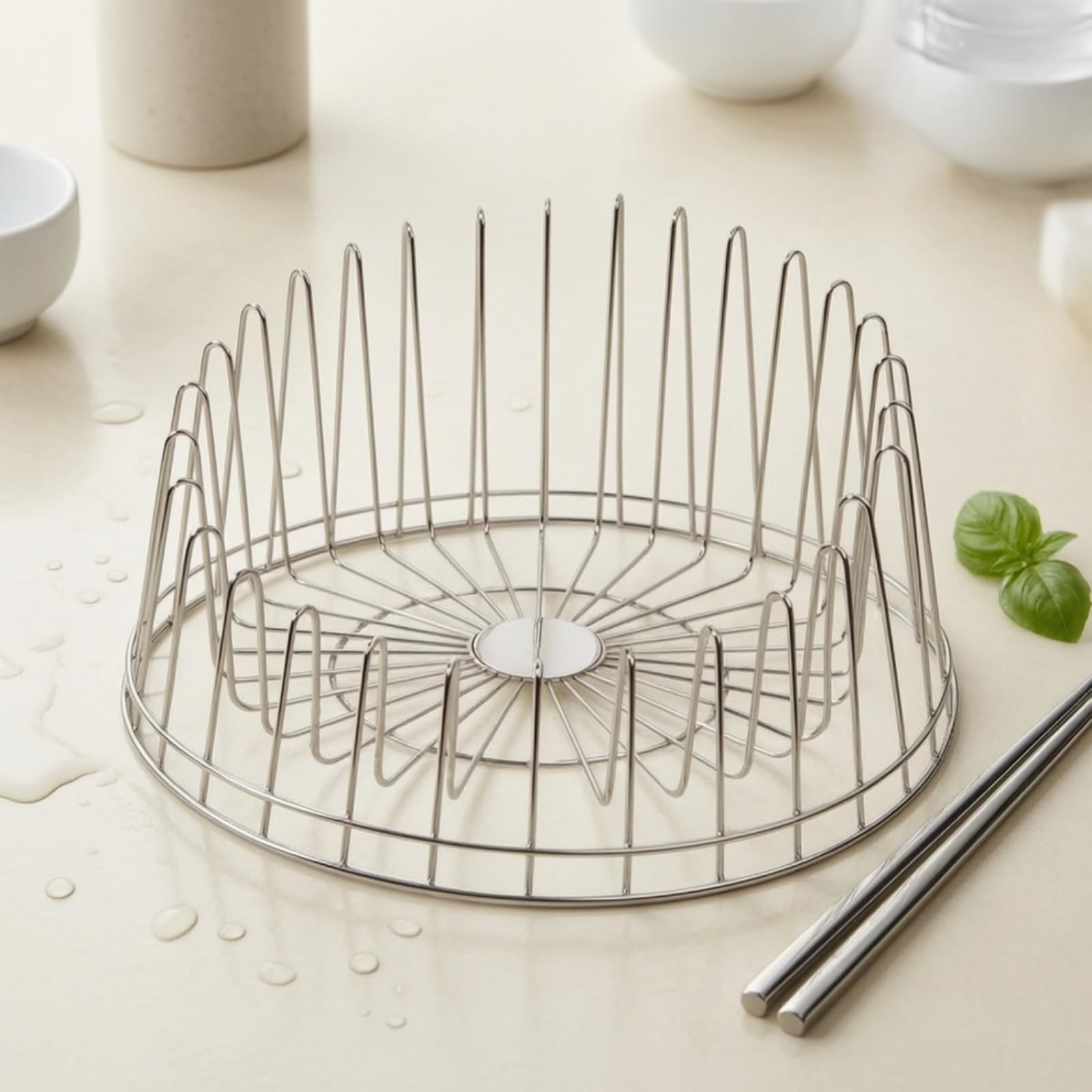 kowaku Scolapiatti Rotante Scolapiatti Girevole Portapiatti Portabicchieri in Acciaio Inossidabile 304 Compatto per Spazi Ridotti Adatto a Cucina Domestica Piano di Lavoro Vicino al Lavello