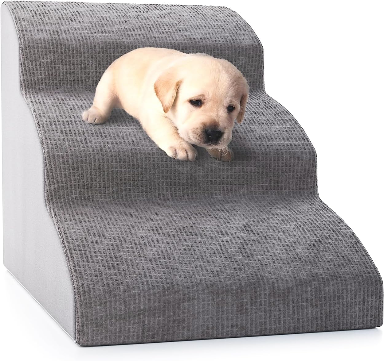 High Density Foam Dog Stairs Ramp For Beds Couches, Extra Wide Pet Steps With Durable Non-Slip Waterproof Fabric Cover, Slope Friendly To Small Dogs And Cats Or Pets Joints (3 Layer)