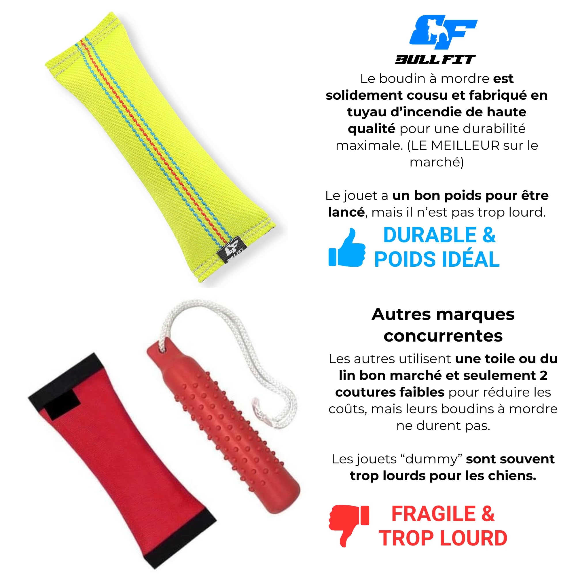 2-in-1 Dummy Flottant et Boudin À Mordre Jouet pour Chien - 25 cm, en Tuyaux De Lance À Incendie - Robuste Boudin Mordant Chien - Apportable Flottant Résistant,Rouleau d'apprentissage – Made in EU
