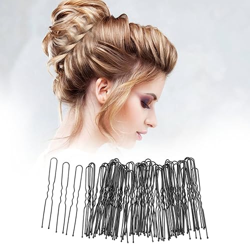 Miniatura 6 de Tbestmax 300 alfileres de pelo en forma de U, para ballet, red de pelo para mujer, 2.8 in, color negro