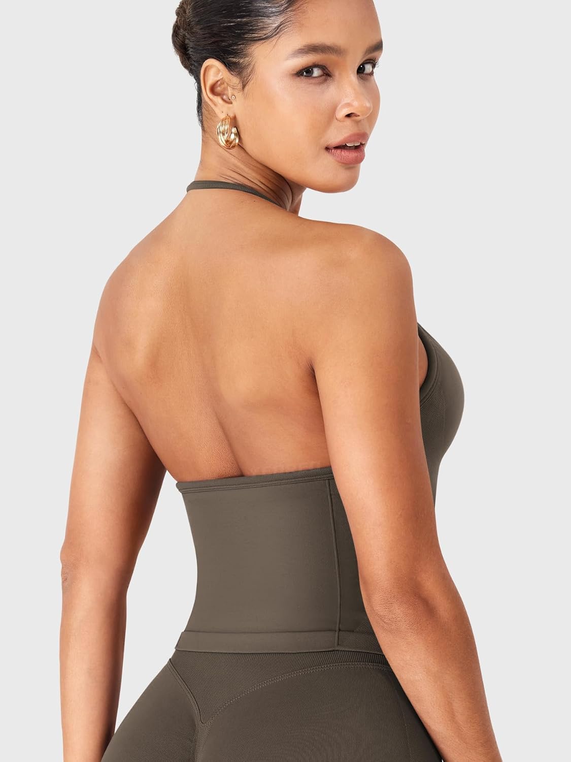 YEOREO SoftHue Impact Longline Strappy Top Women's Halter Workout Tank Tops Backless Gym Longline with Adjustable Strap - Image 2