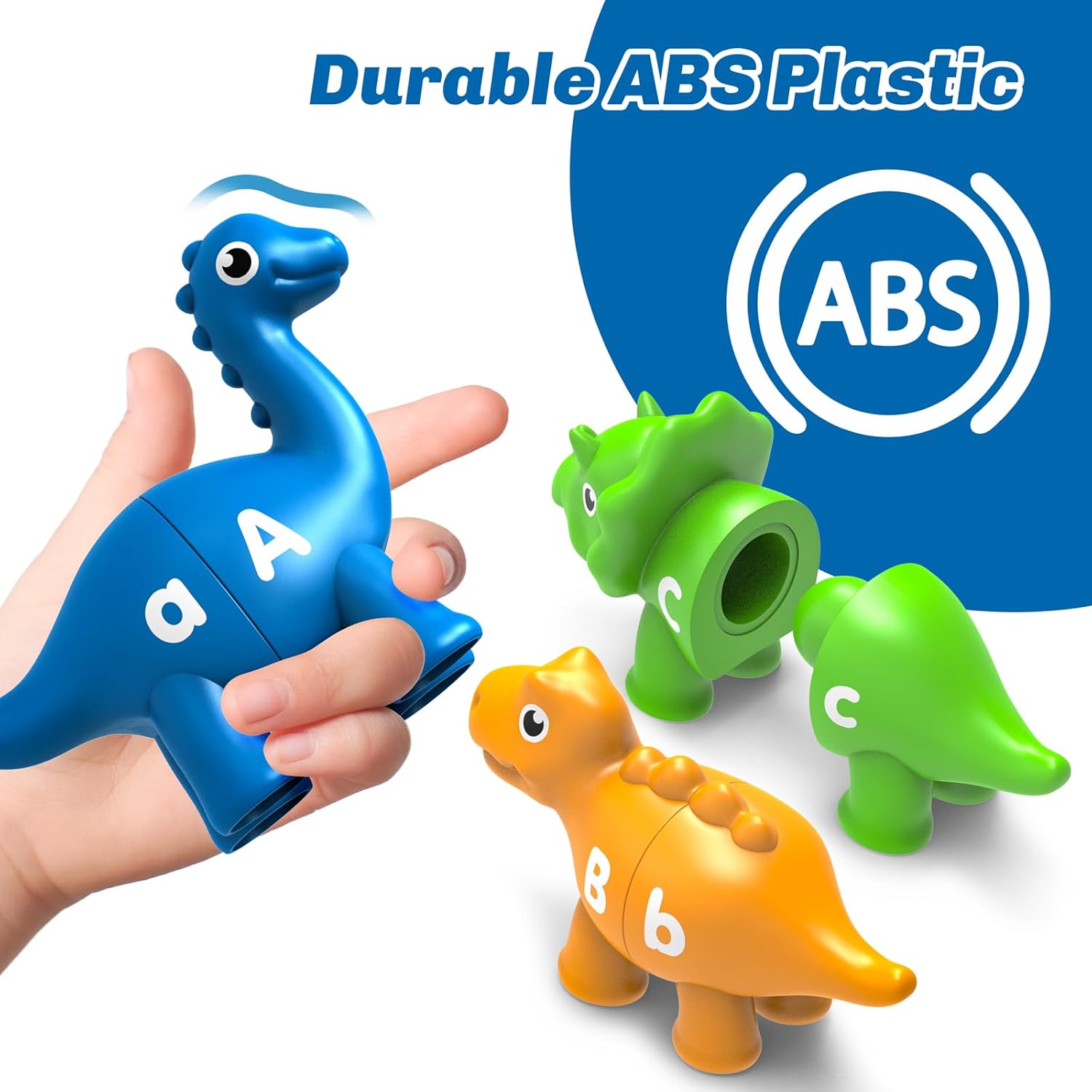 26PCS Dinosaur Alphabet Learning Toys for Kids Ages 3-5, Double-Sided ABC Matching Game with Uppercase Lowercase, Montessori Educational Fine Motor Toys, Preschool Sensory Sorting Toy Gift