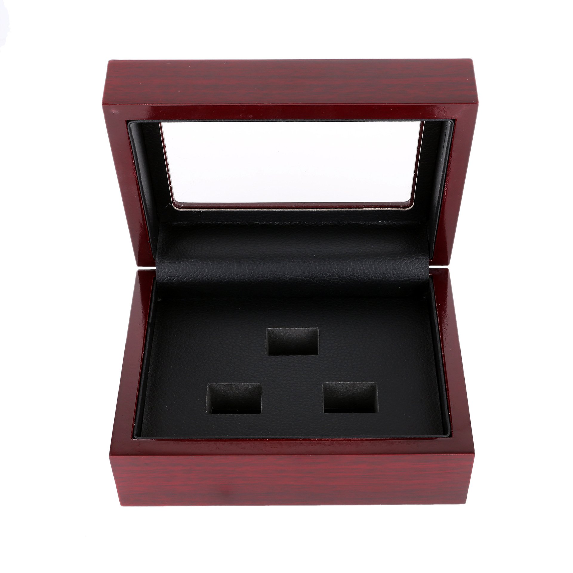 JunningGor Championship Big Heavy Ring Display Wooden Box (3 Holes)