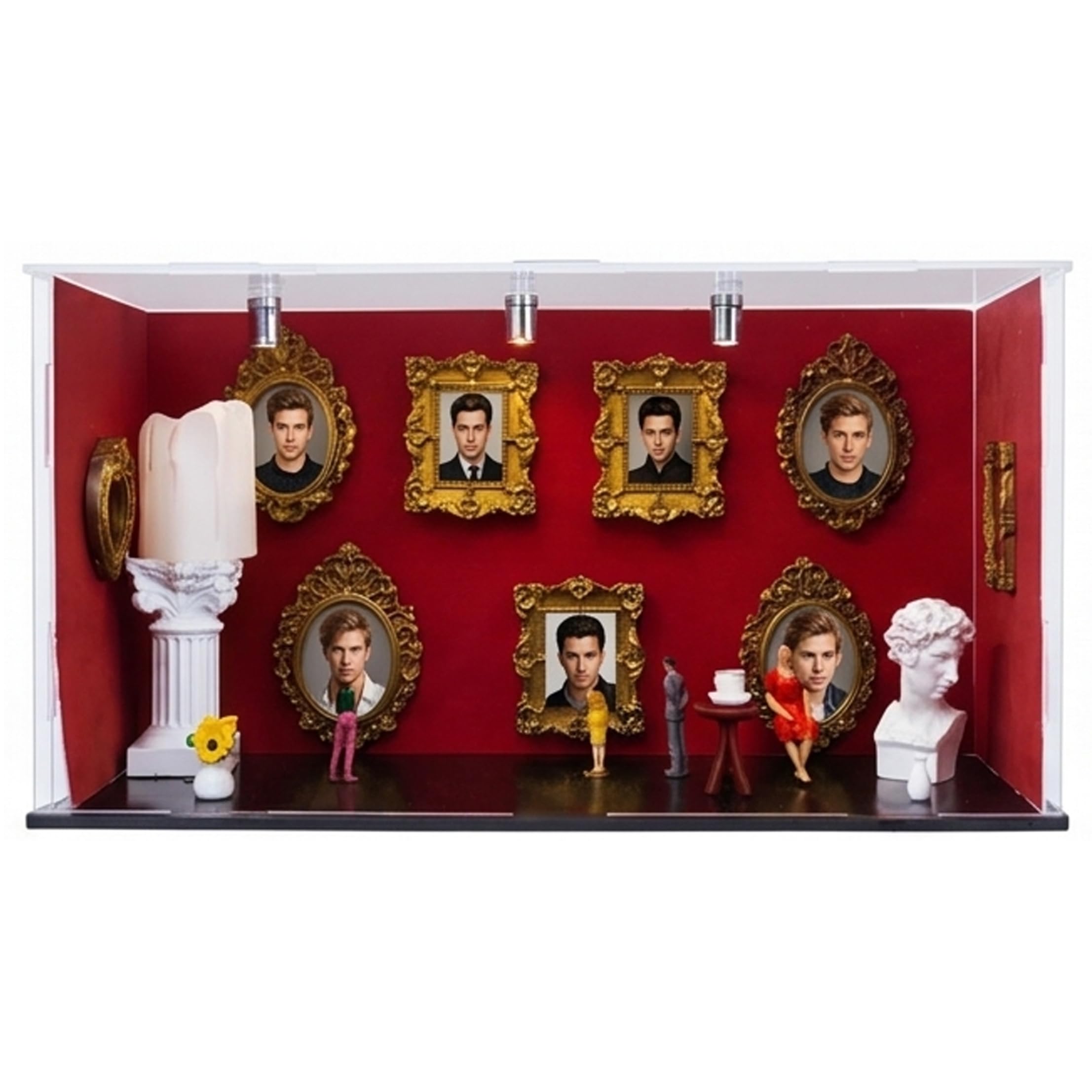 Neptuiby Mini Frames Shadow Box Kit - Clear Acrylic Display Shadow Boxes with Led Light & Accessories, Red