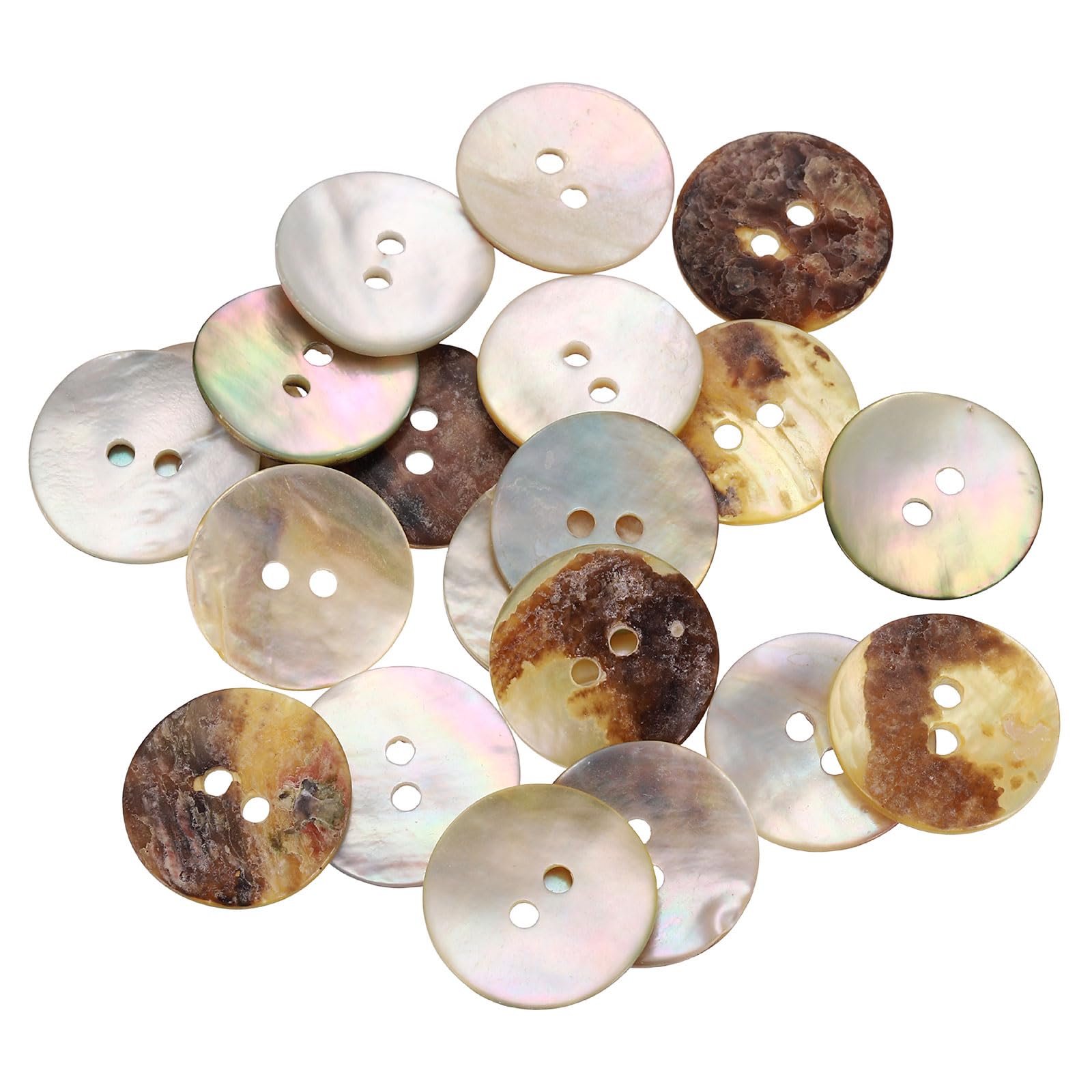 sourcing map 20Pcs Natural Shell Buttons, 18mm 2 Hole Mother of Pearl Blazer Buttons Sewing Craft Shell Discs for Shirt Sewing DIY Crafts Decoration, White