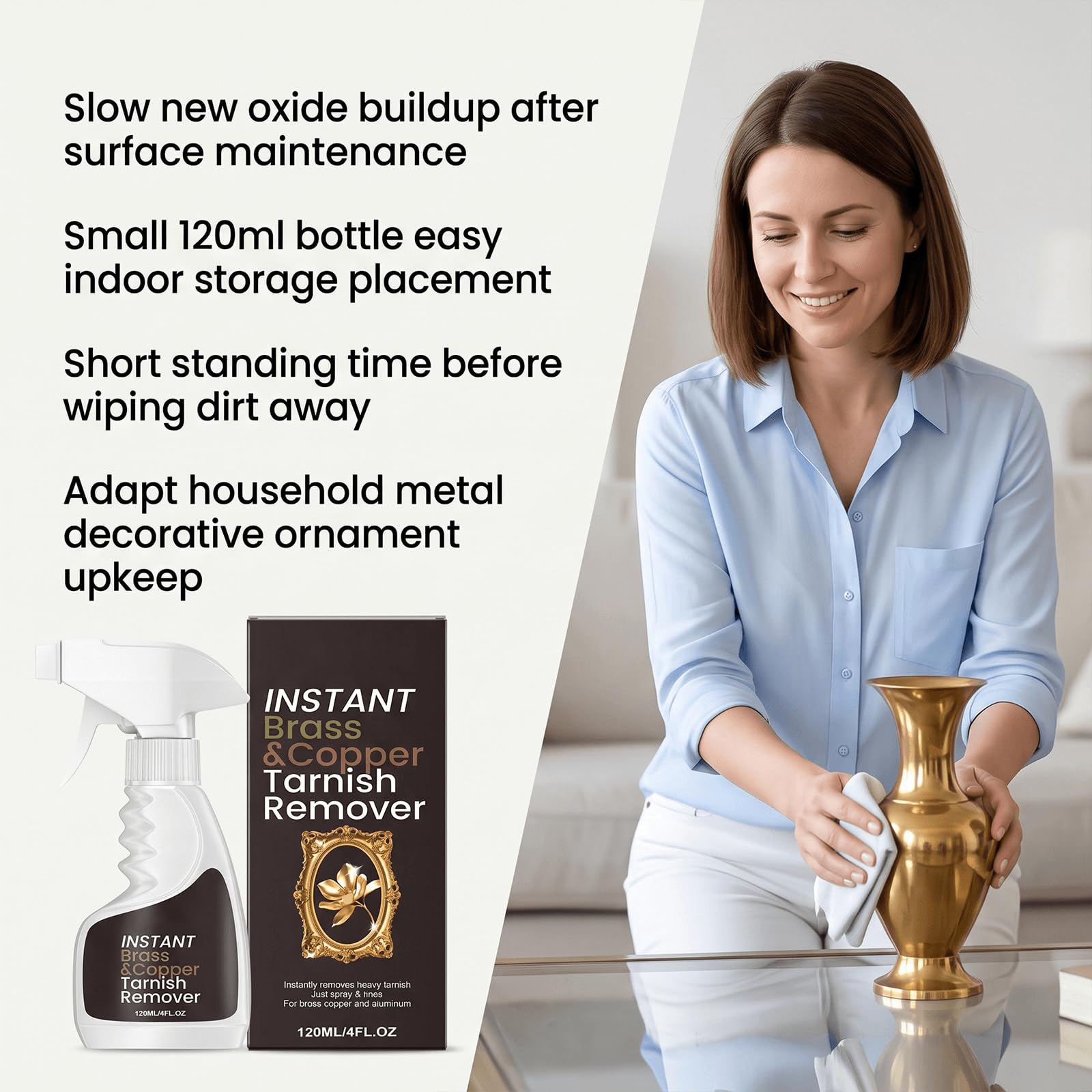 Dissolvant de ternissement en laiton et en cuivre, éliminateur de ternissement et d'oxydation lourds, nettoyant en spray sur cuivre, spray d'élimination de la rouille en laiton, nettoyant (10pcs)