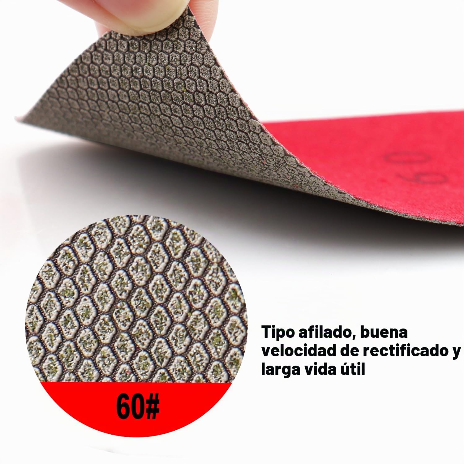 Papel de lija de diamante galvanizado, papel de lija abrasivo grano 60 para piedras de cerámica de vidrio