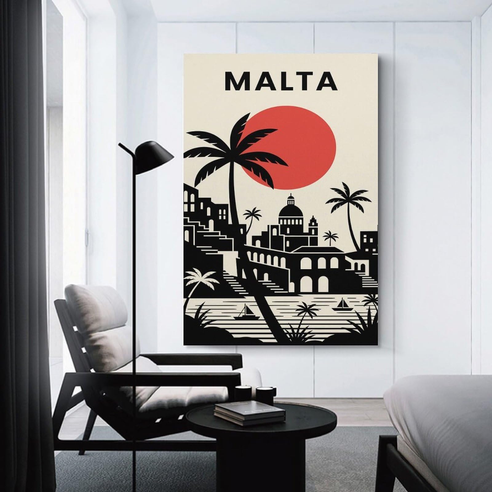 Junmoney Malta Travel Wall Picture Print 24x36inch(60x90cm), for Lounge Decor, Offices Or Entryway Styling, A Flexible Wall Accent for Shared Spaces