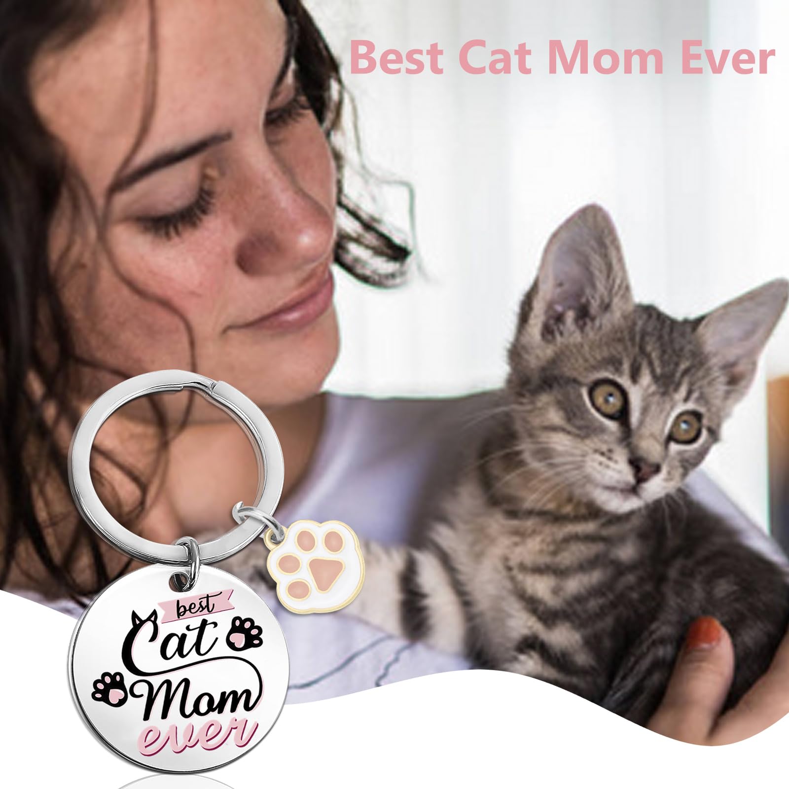 Ikacvb Regalos para mamá de gato para mujer, bonitos llaveros, regalos únicos para amantes de los gatos, regalos para amigas, niñas, gatos, mamá, cosas para el día de la madre, regalos de Navidad, la