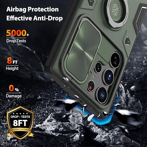 Miniatura 2 de Nillkin Funda para Galaxy S22 Ultra, funda Camshield Armor para Samsung Galaxy S22 Ultra con cubierta de protección de cámara con soporte de anillo