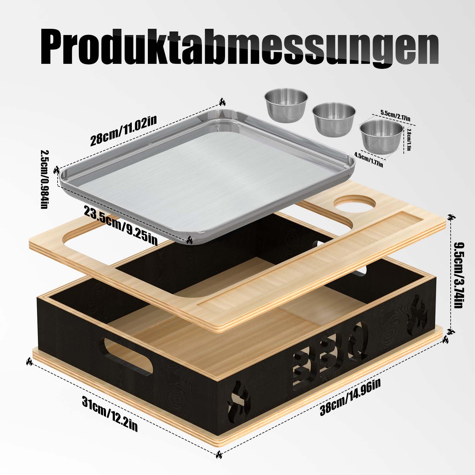 BBQ Warmhalteplatte, Edelstahl Grill Plate Wärmebehälter für Speisen, Grillgut Stövchen, Speisenwärmer Warmhaltebehälter für Grillparty