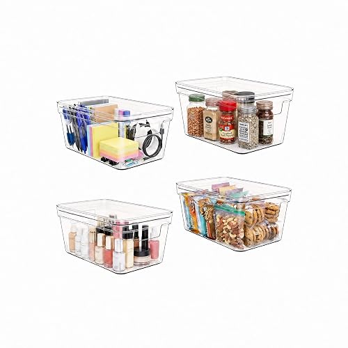 MOONEDGE 4-Pack 10x6x5 Stackable Small Clear product photo (Bins & Baskets) — ScooterReviewPro review