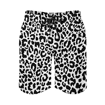 TecEr Men's Graphic Shorts Black-White-Leopard-Print Casual