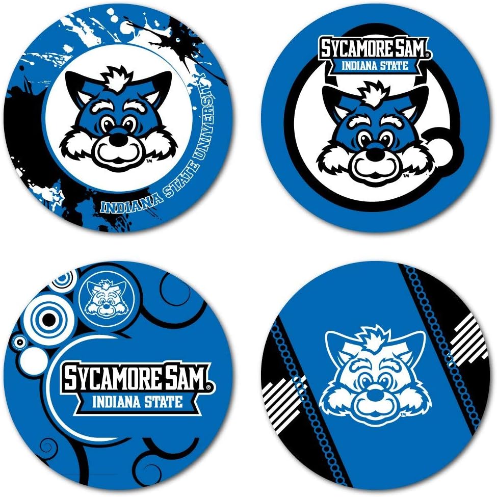 VictoryStore Coasters - Indiana State University Coaster Set, Fun Designs, Set of 4