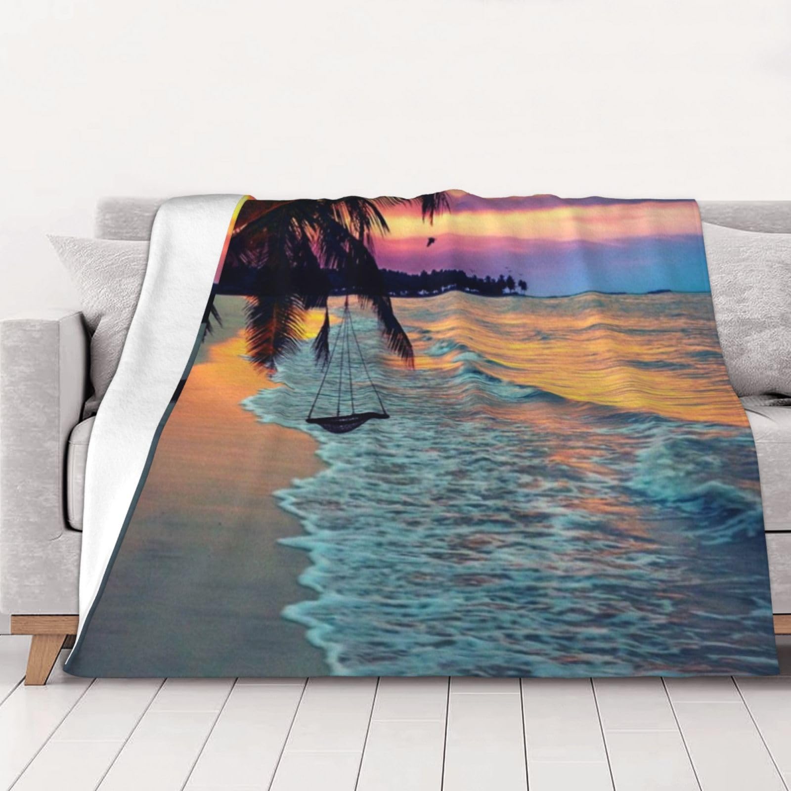 Couverture en flanelle imprimée douceur tropicale pour cocooning