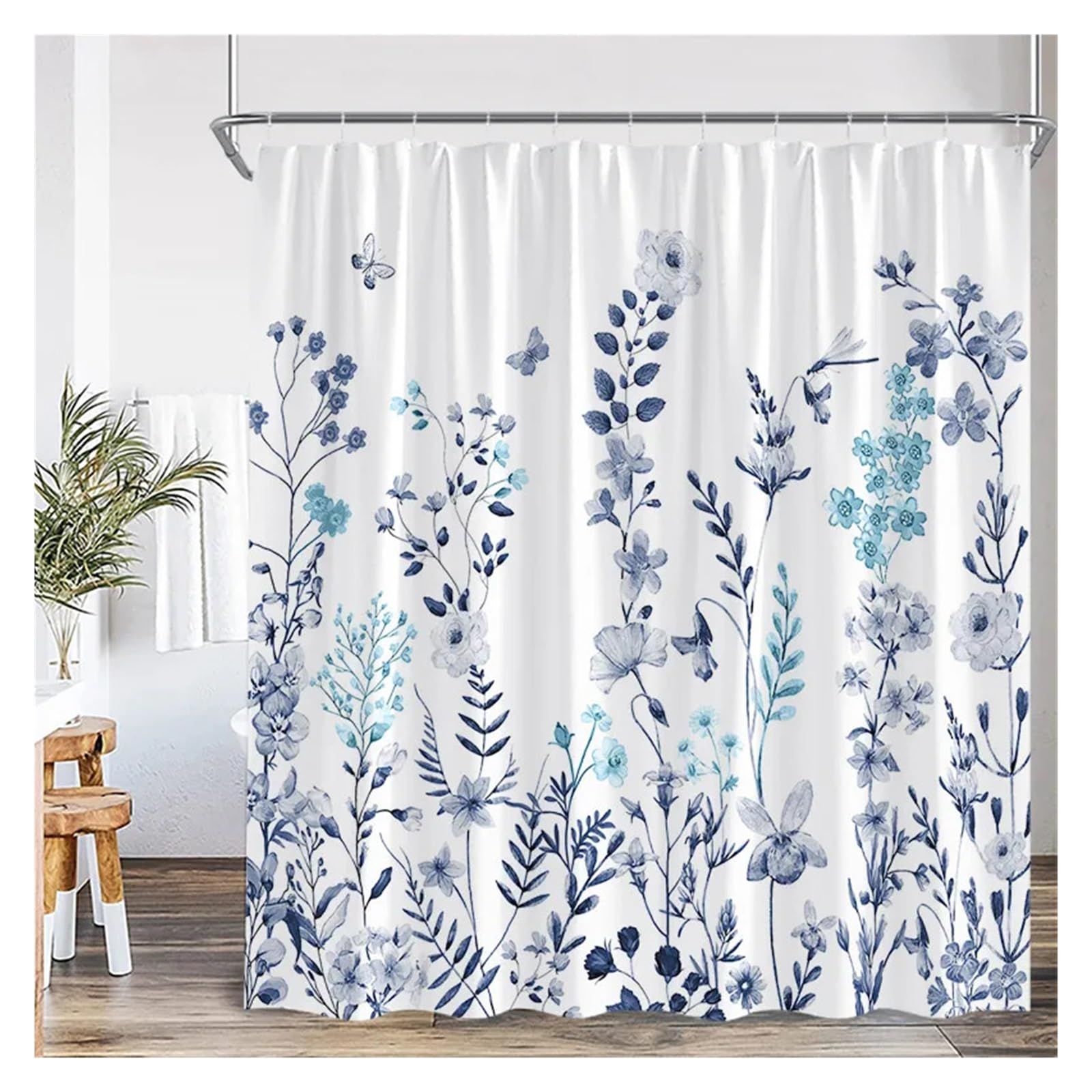 Rideau de douche aquarelle pour une décoration de salle de bain moderne et zen style nature