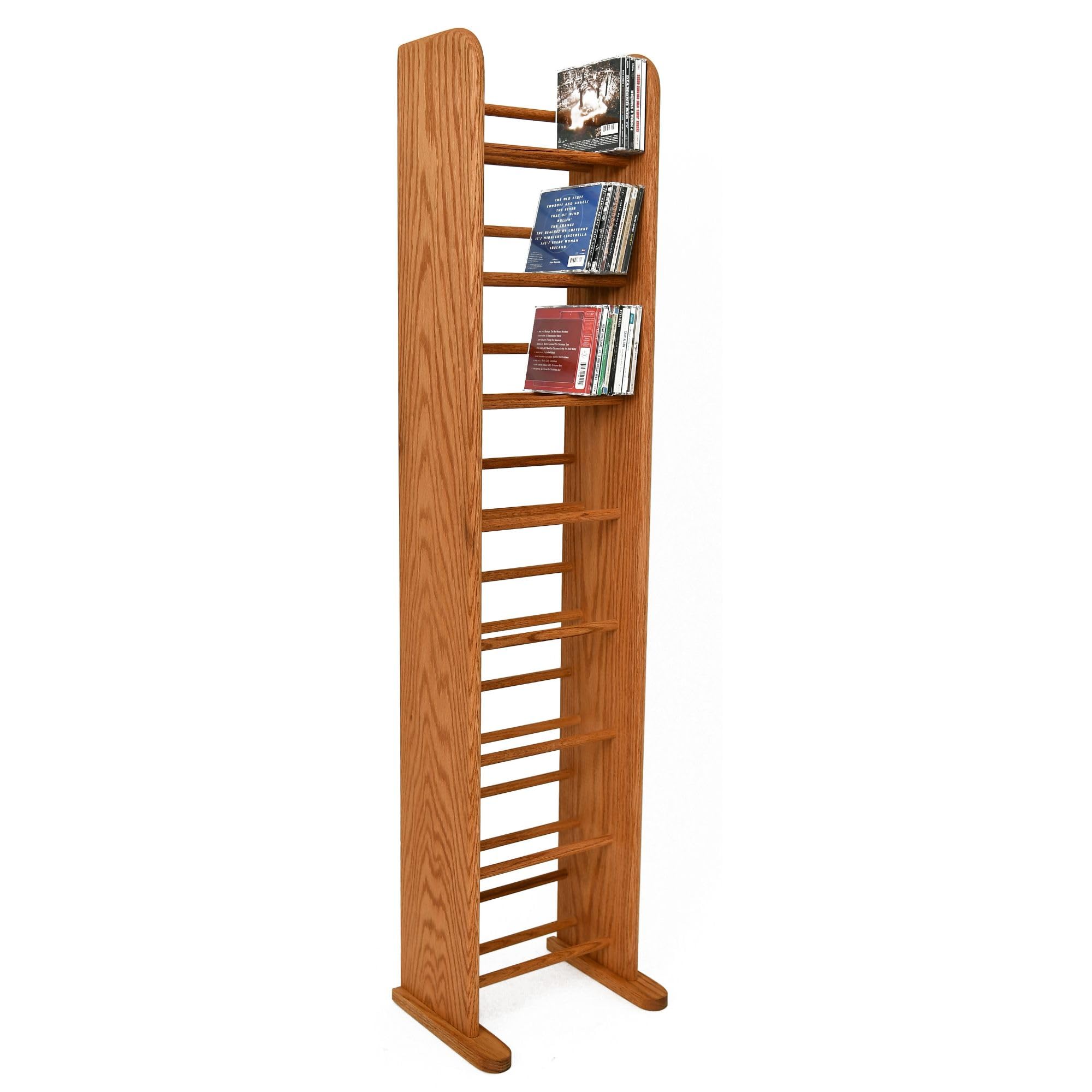 Wood Shed Hill 04 Series Dowel Style CD Storage Rack Storage Shelf Real Oak Wood Media & Display Shelves, Handcrafted in the USA (Clear, 54" x 12" x 7.25")