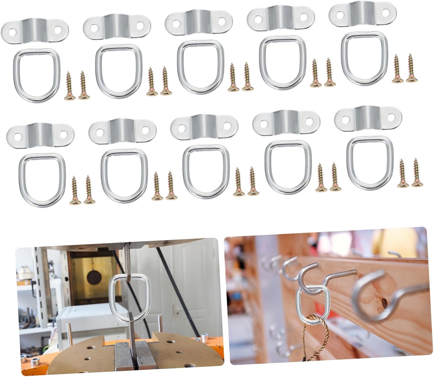 Alipis 10pcs D-Shaped Pull Ring Rope Loop Buckle Trailer Hook Ring Heavy Duty for Trailers Easy Install Tow Hook