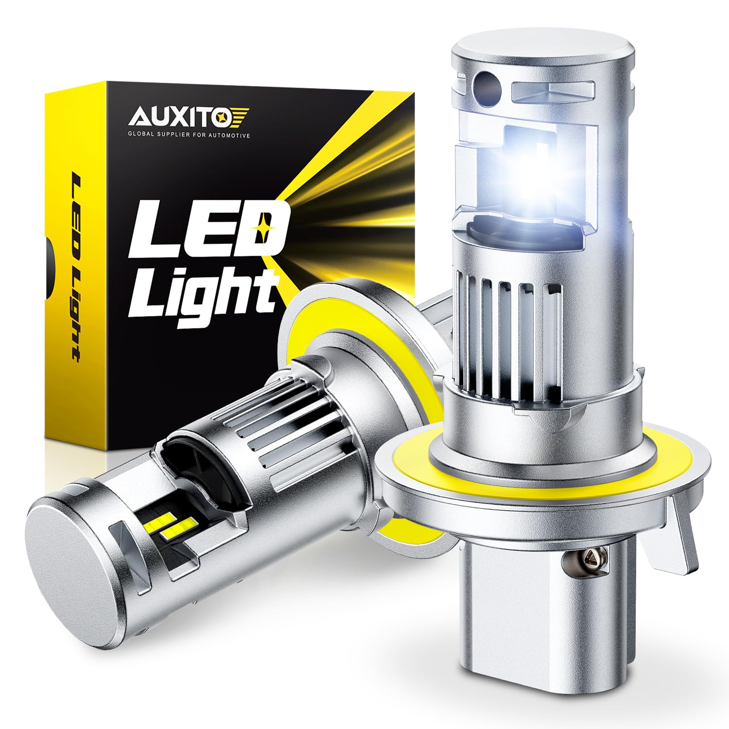 AUXITO H13 Bulbs, 1000% Brighter 6500K White Illumination, Factory Halogen Size Match, Simple Plug and Play, 99% Vehicle Compatible, Pack of 2
