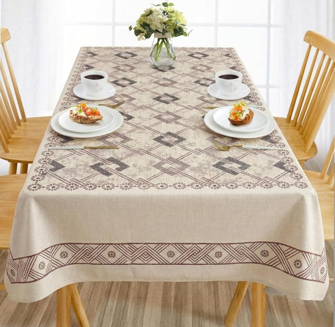 Heavy Duty PVC Center Table Cover (4 Seater) | Sparkle Finish Waterproof Teapoy Cover | Independent Dining Table Cover | Table Cover Black 3D Desgin Sparkle Table Cover (Begie Brown)-image-34