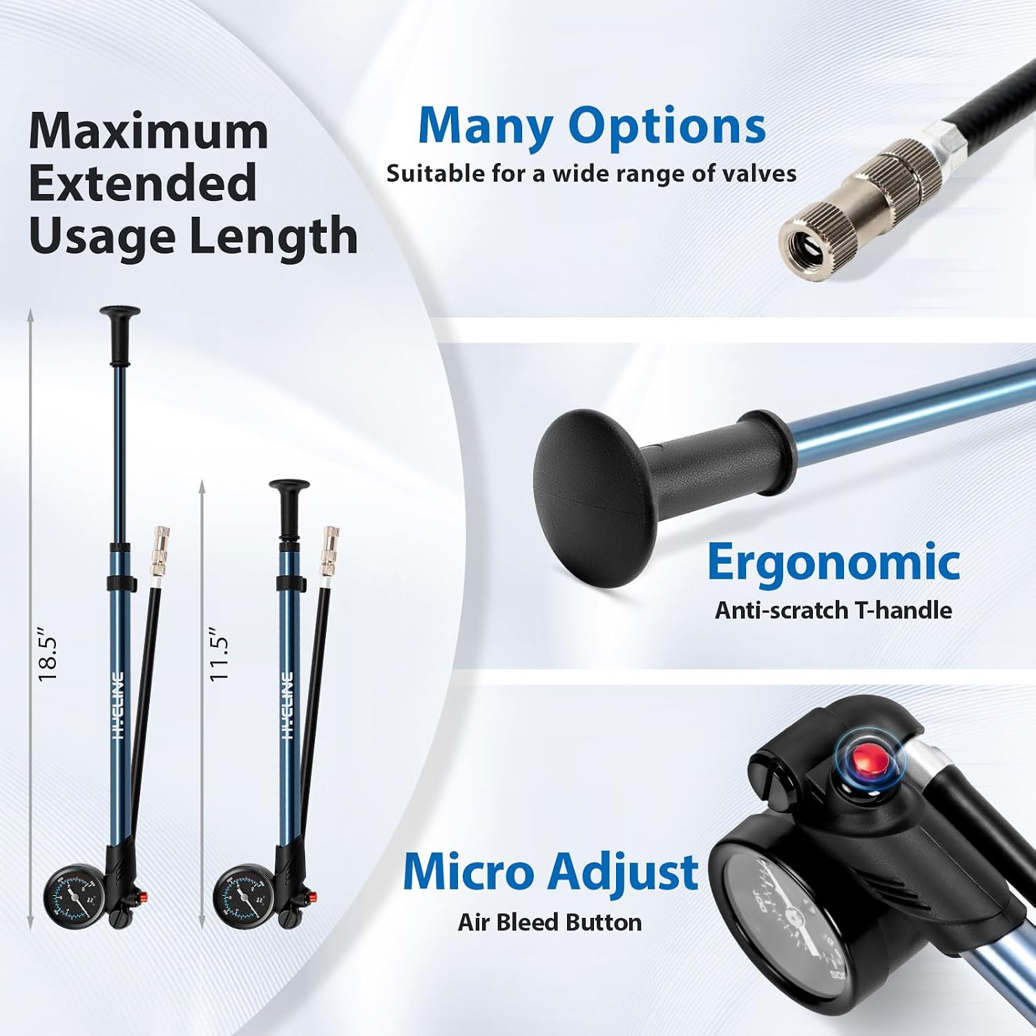 Hycline High Pressure Shock Pump 300 PSI: Fork Suspension Pumps with Gauge