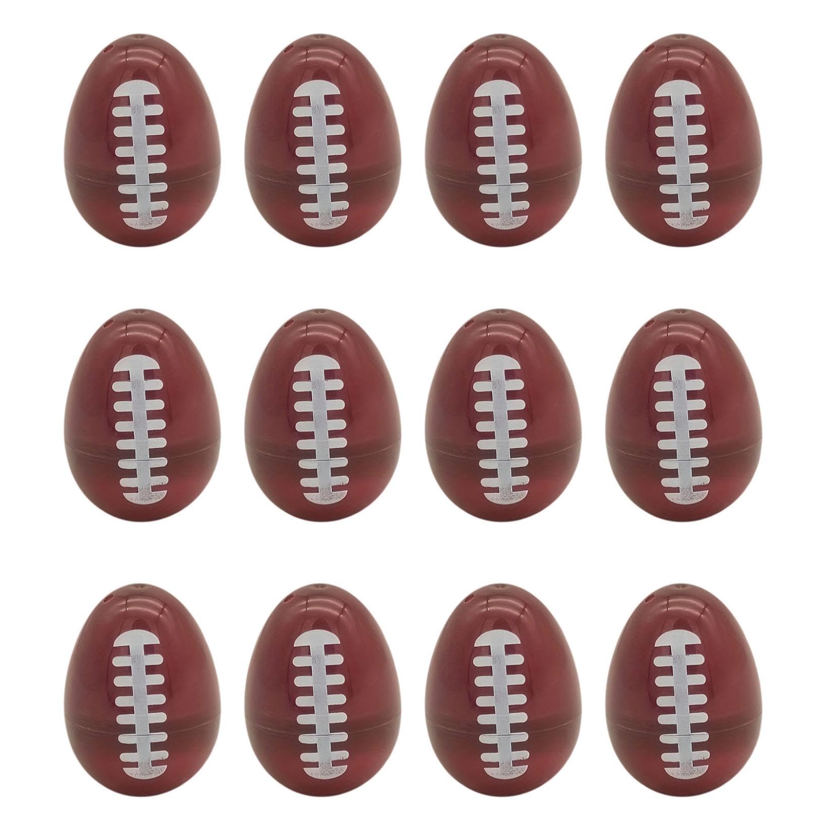 12PCS Unfilled Football Easter Eggs Sports Balls Decorations 2.4in Plastic Holiday Basket Stuffers Empty Fillable Eggs Bulk Baseball Football Soccer Basketball for Easter Hunt Party Supplies