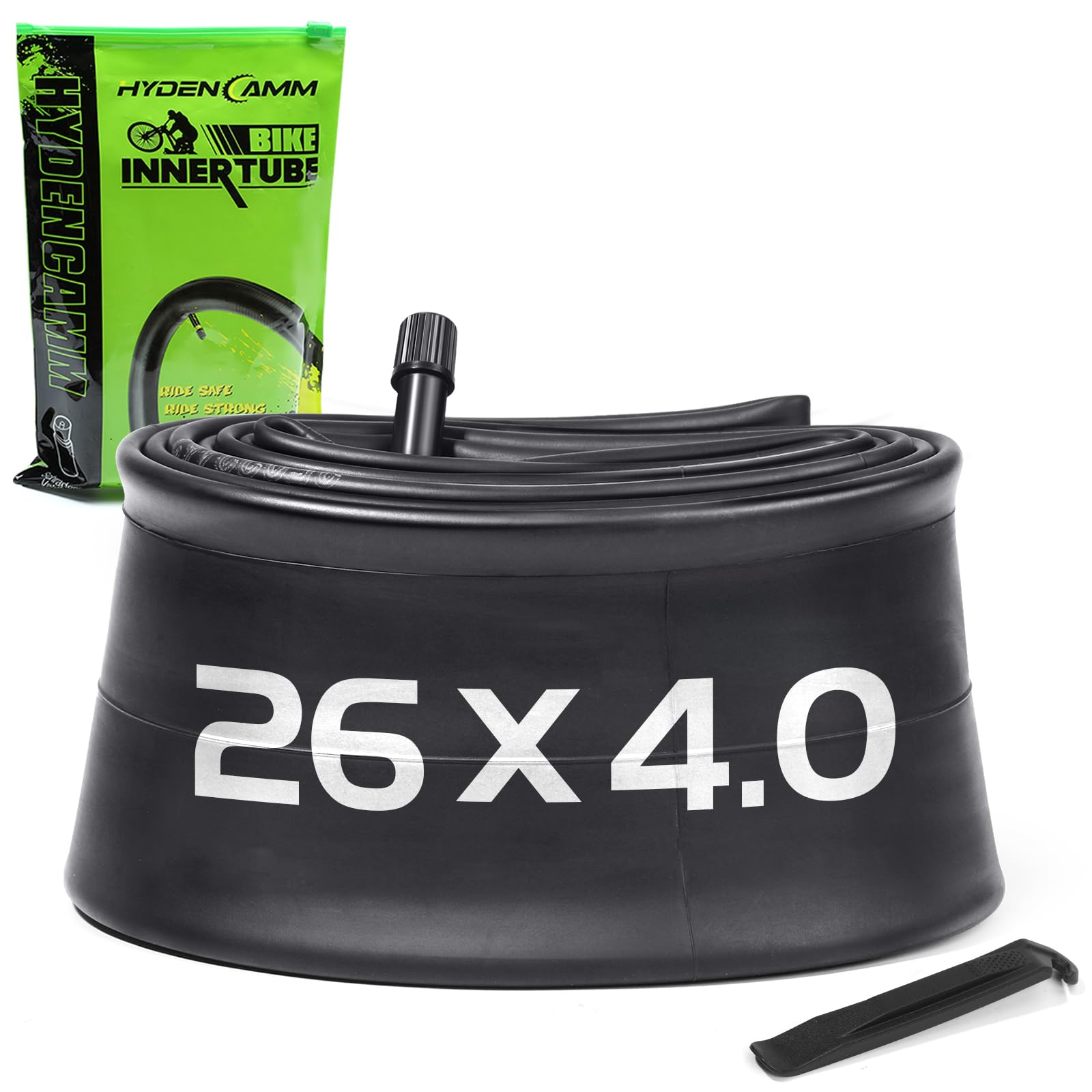 Hydencamm 1/2/4 Pack 20x4 26x4.0 Fat Bike Tube with AV 32mm Schrader Valve, Premium Butyl Rubber Fat Tire Bike Tubes with Tire Levers, 20, 26x3.5-4.5