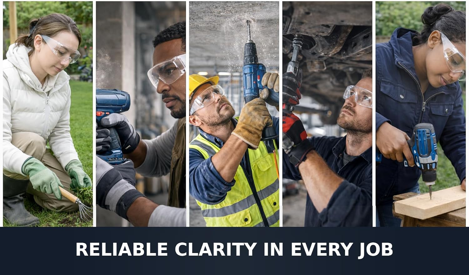 Koziface Safety Glasses for Men and Women White Blue Pink Over Eye Glasses Prescription Anti Fog Clear Lens Side Shields C31 - Image 4