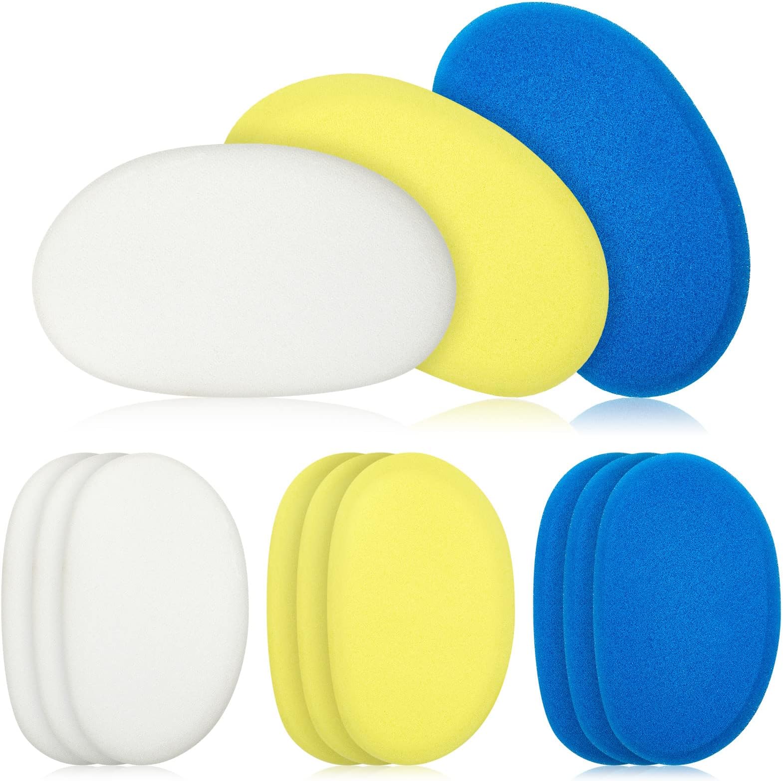 Tessco 12 Pcs Mud Sponges for Clay Cleanup and Shaping Tools Sponges for Pottery Clay Ceramic Artists, Blue Yellow White (0.31 Inch Thick)