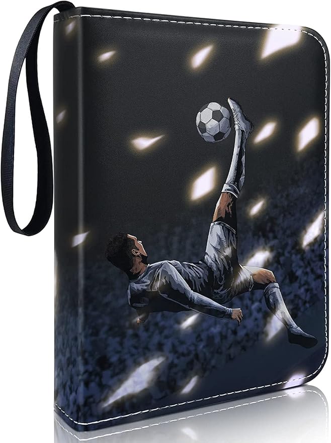 PLLYPE Fußball Sammelkarten Album - 400 Karten Kapazität - 50 Seiten PU Leder Mit Reißverschluss