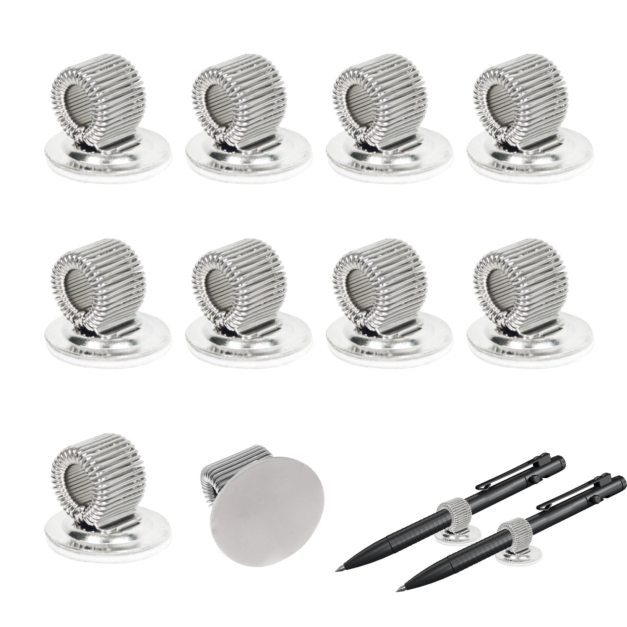 Noenaeni Stainless Steel Pen Clip, Self Adhesive, Silver, 10PCS