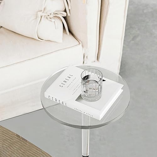 Miniatura 8 de Mesa de bebida acrílica para espacios pequeños, mesa auxiliar transparente, 10 pulgadas de largo x 10 pulgadas de ancho x 21.3 pulgadas de alto,