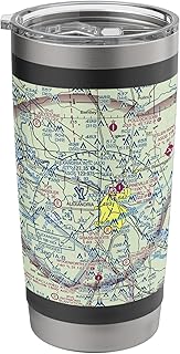 AEX KAEX Airport Houston Sectional Chart Pilot Travel Mug Stainless Steel Insulated Tumbler