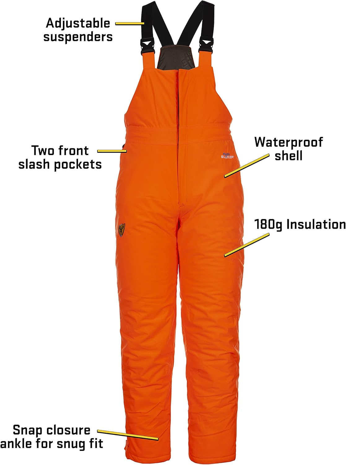 BLOCKER OUTDOORS Drencher Insulated Bib (DRIB) Blaze Orange 3X-Large