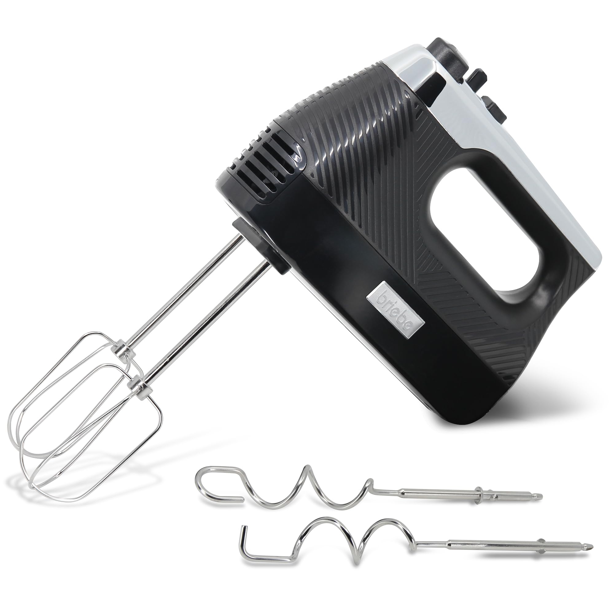 briebe Elegance Set Batidora de Mano 600W, 2 Velocidades Pie Desmontable Acero Inoxidable + Batidora de Varillas Eléctrica 400W, Amasadora de Mano Especial Repostería 5 Velocidades + Turbo (Negro)