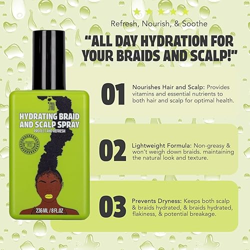 Miniatura 2 de Pardon My Fro Spray hidratante Braid & Scalp - Tratamiento hidratante para la salud del cuero cabelludo para cuero cabelludo seco y con picazón,