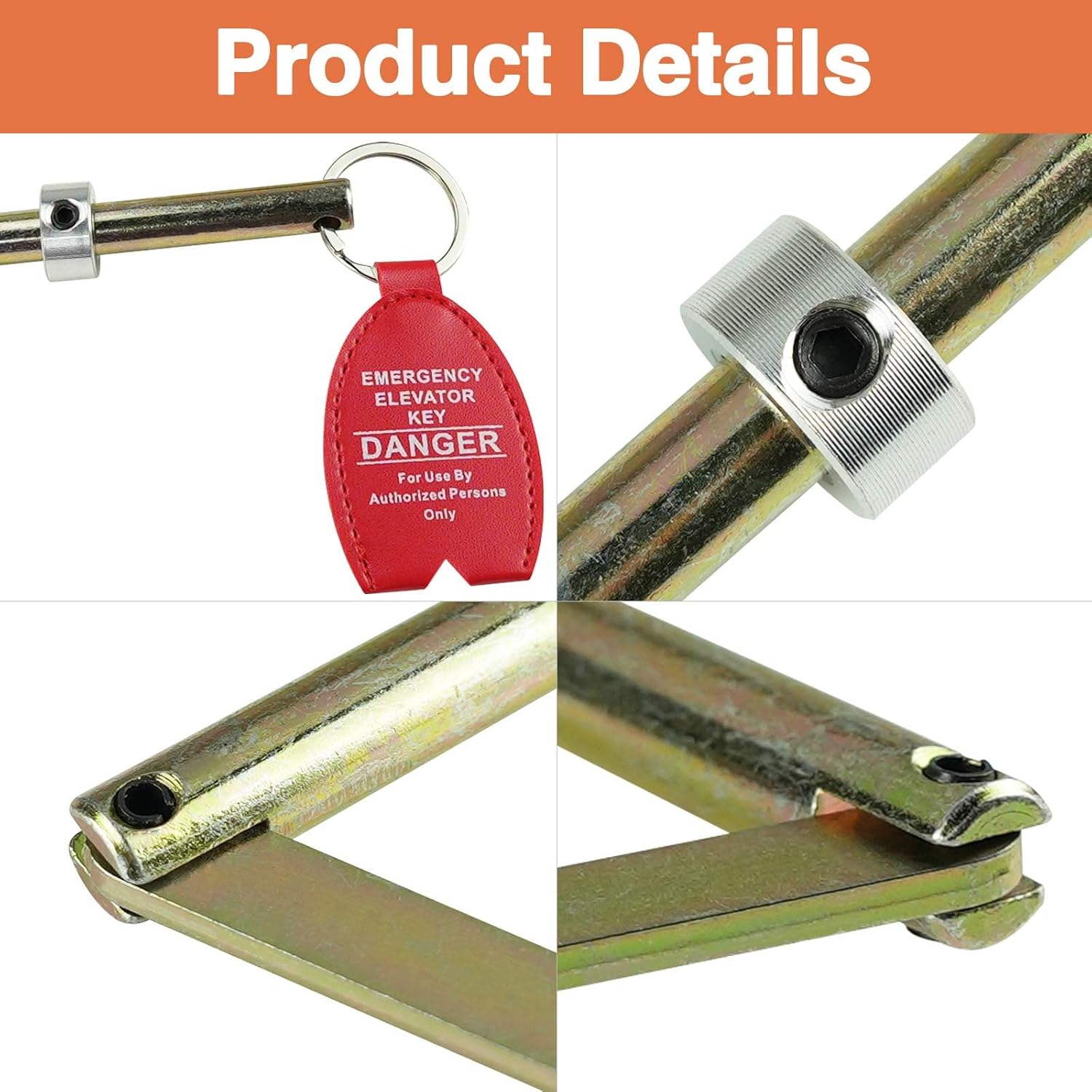 2-Pack Emergency Elevator Door Key Universal Elevator Drop Key for D-Over K-ONE O-tis Door Elevator with Large Tag Ring