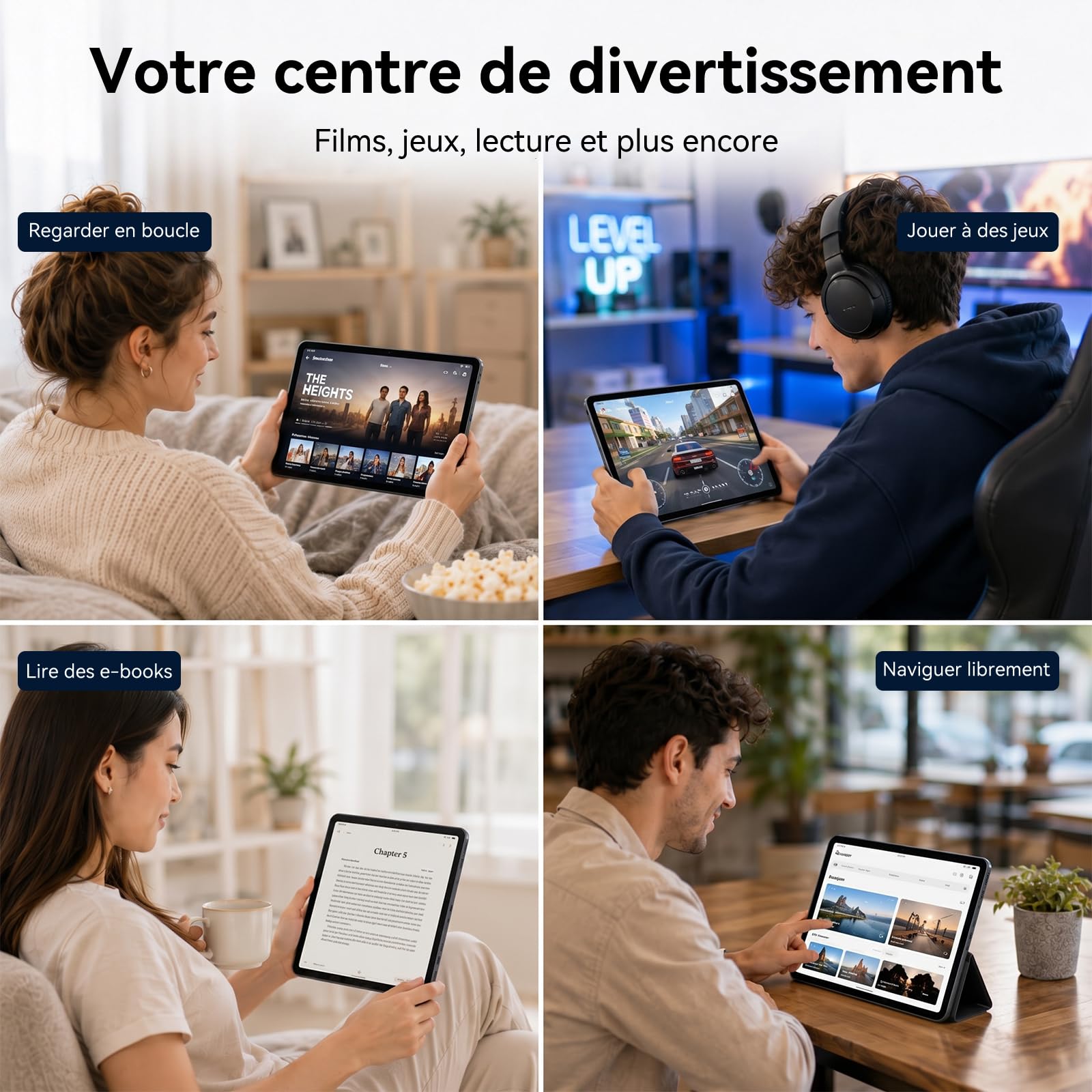 TABWEE Tablette avec Clavier et Stylet, 18 Go+ 128 Go (2To TF) | Idéal Pour l'École et l'Université, Android 15 Tablette 10 Pouces, 6000 mAh, Gemini AI, GPS (Garantie de 4 Ans)