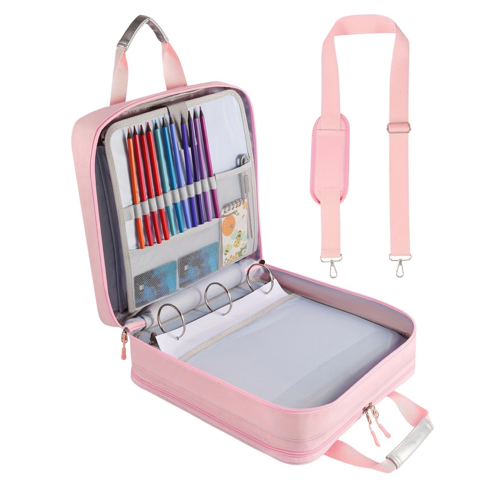 Classeur avec sangle, 7,6 cm, étanche, multi-compartiments, porte-documents