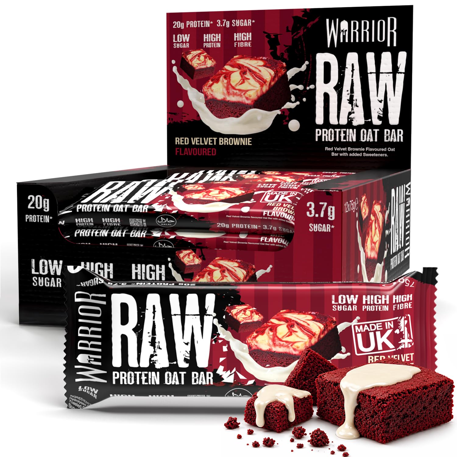 Warrior RAW Protein Bars 12 x 75g – 20g High Protein Bar, Low Sugar High Fibre Oat Protein Flapjack – Protein Snacks, Meal Replacement Bars (Chocolate Brownie) — view 33