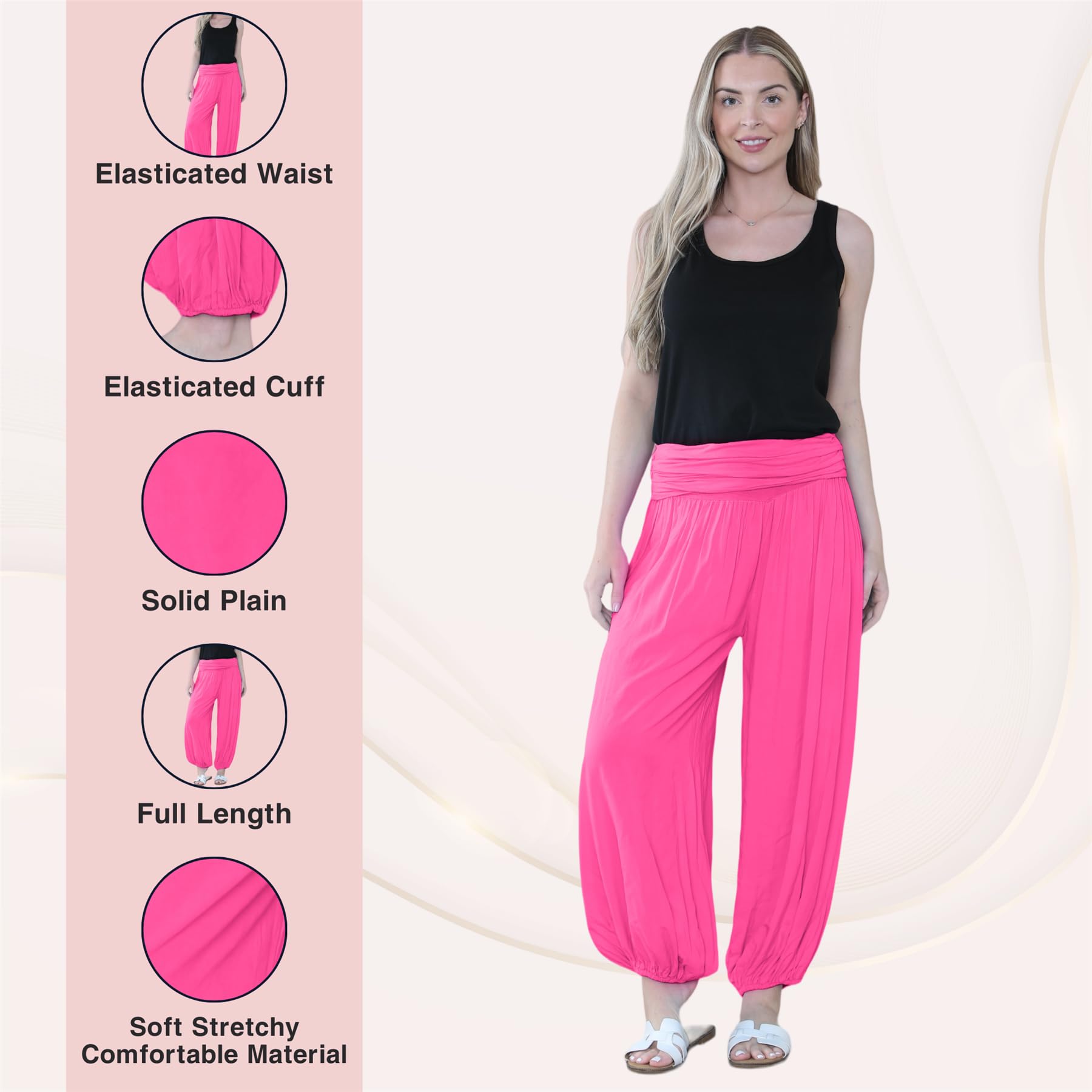 Pantaloni harem larghi da donna italiani Alibaba, comodi ed eleganti, vestibilità larga, pantaloni harem da donna UK | Pantaloni estivi perfetti per le donne UK, Ciliegia, Taglia unica