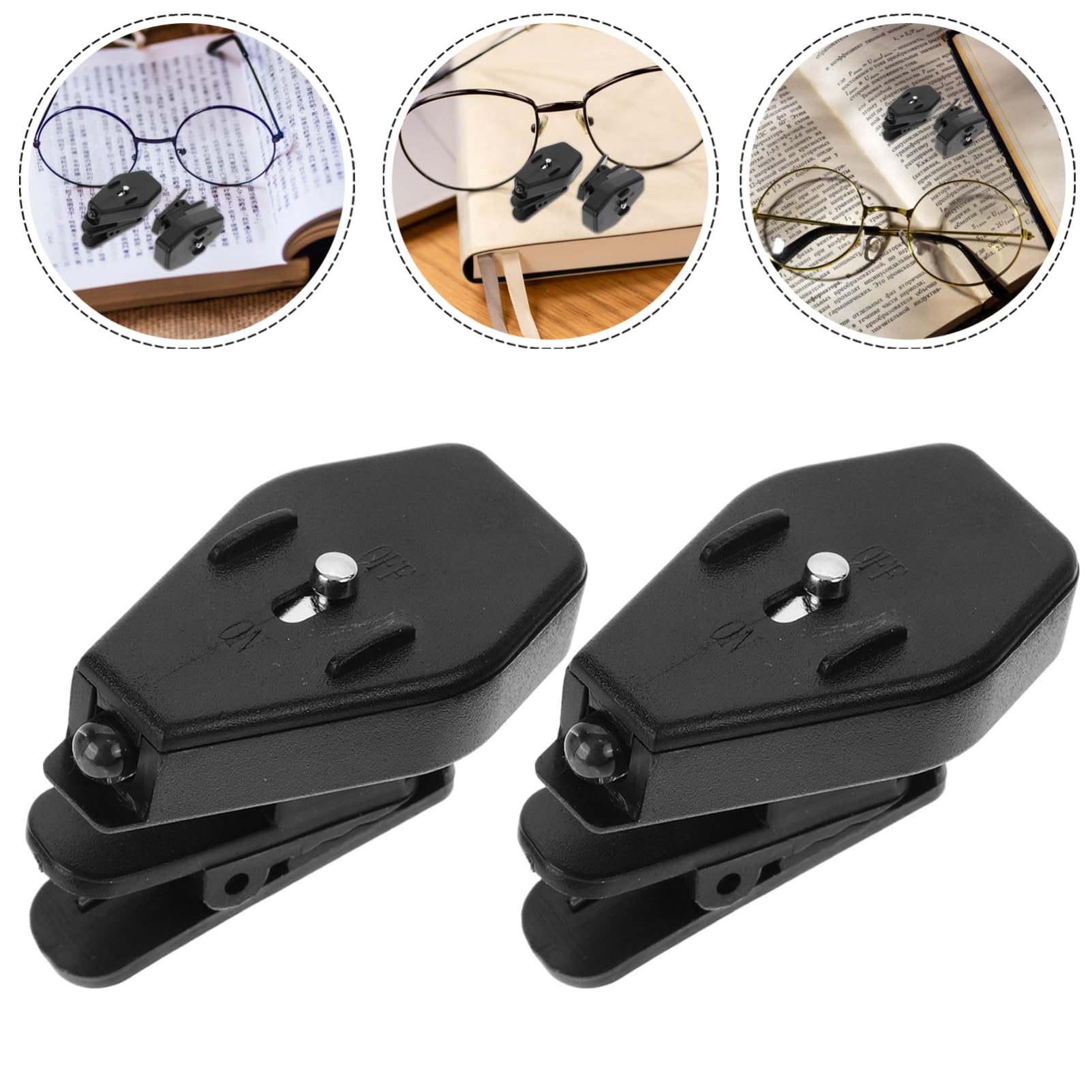 NUOBESTY 2pcs Led Clip Eyeglass Light Lamp for Night Fishing Travel Bedtime Portable Lightweight Book Light for Glasses for Maintenance Crafts