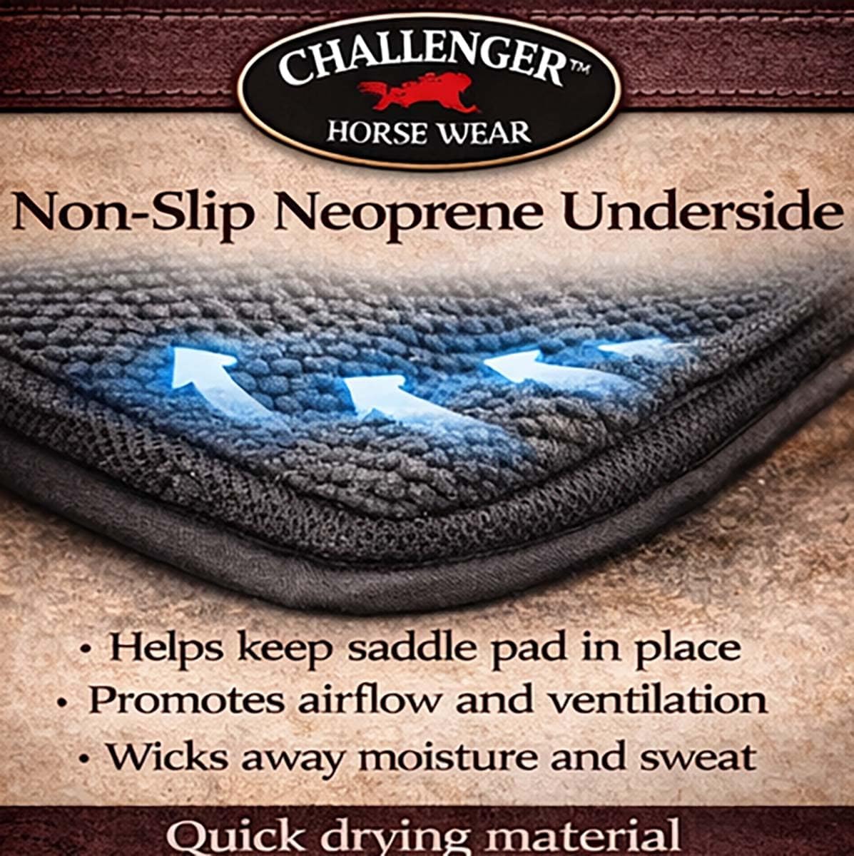 CHALLENGER Horse Western 23"x16" Contoured Neoprene Shock Absorbing Saddle Pad 39TS23