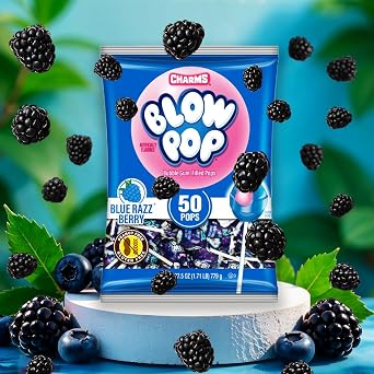 Charms Blow Pop Single Flavor Bag, Blue Raspberry, 50 Count (Pack of 1)
