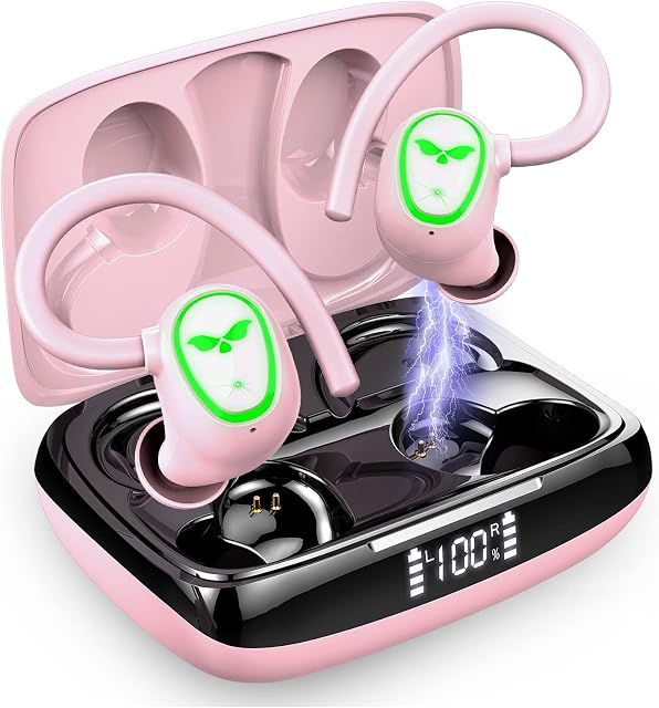 Wireless Earbuds, Wireless Headphones Running Bluetooth 5.3 Headphones with Dual Mic, In Ear Wireless Earphones Noise Cancelling Ear buds Sport Earhook IP7 Waterproof, 48H Stereo Headset, USB-C