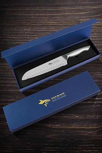 Miniatura 7 de Santoku Cuchillo de chef de 8 pulgadas, alternativa para preparación de alimentos multiusos, bien equilibrado y afilado, mango ergonómico y caja de