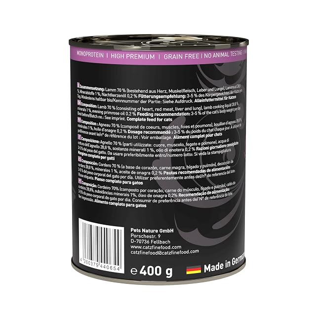 Foto 3 de 8 de catz finefood Purrrr - Alimento para Gatos monoproteína Mojado N° 111, para Gatos sensibles a la nutrición…