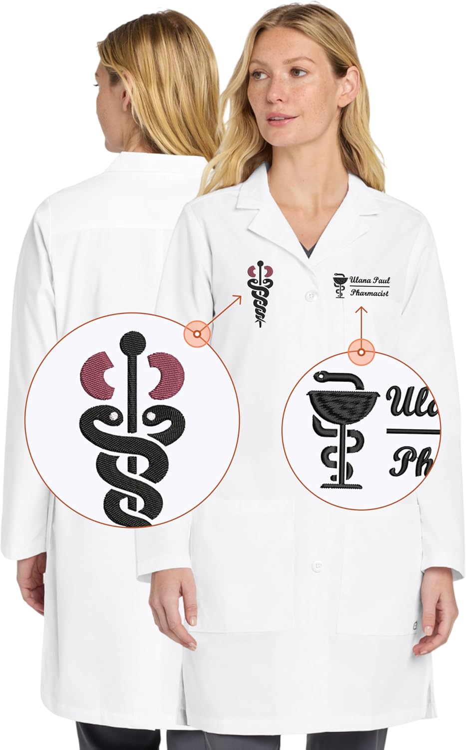 Personalized Embroidered Lab Coat for Men & Women Add Your Name Text Custom Medical Laboratory Coat - Image 3